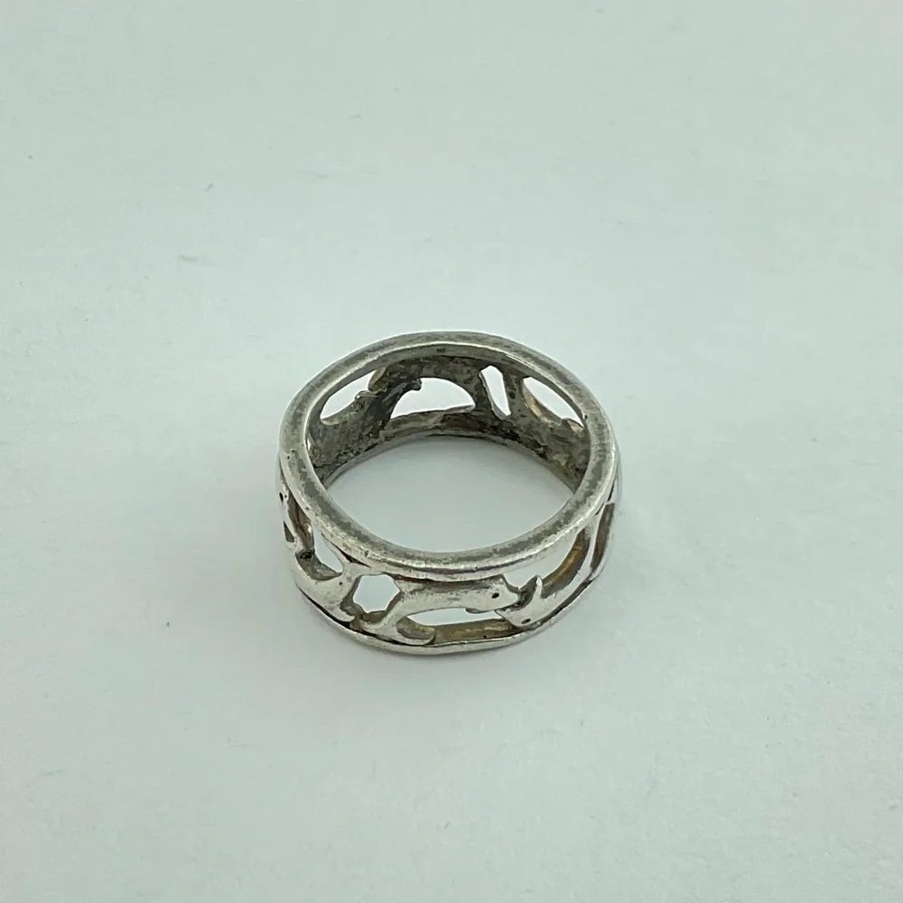 Vintage Silver Dolphin Ring Size 6 Open Work BoHo Beach Ocean Core Sea Punk